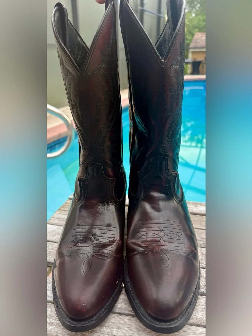 LAREDO BIRCHWOOD WESTERN LEATHER BOOTS BLACK CHERRY MENS SIZE 11D